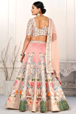 Satin Printed Creamy Pink Panelled Style Lehenga
