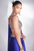 Satin Royal Blue Lace Embroidered Bollywood Saree 