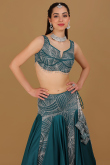 Satin Teal Blue Embroidered Wedding Wear Lehenga 
