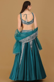 Satin Teal Blue Embroidered Wedding Wear Lehenga 