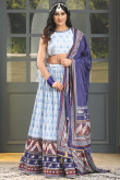 Satin White Printed Flared Lehenga