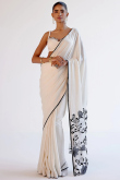 Satin White Saree with Resham Work for Navratri 