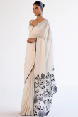 Satin White Saree with Resham Work for Navratri 