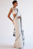 Satin White Saree with Resham Work for Navratri 