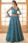 Sea Blue Net Stone Embellished Panelled Style Lehenga 