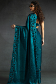 Sea Blue Tissue Silk Saree With Sequins Work For Party 