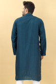 Sea Blue Viscose Straight Cut Men Kurta
