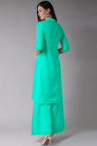 Sea Green Cotton Slub Kurti With Palazzo Pant