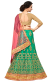 Sea Green Net A Line Embroidered Lehenga