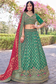 Sea Green Silk Blend Lehenga with Woven Zari Work for Mehndi