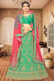 Sea Green Silk Embroidered Lehenga