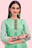 Seafoam Green Chanderi Silk Straight Cut Churidar Suit