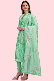 Seafoam Green Chanderi Silk Straight Cut Churidar Suit