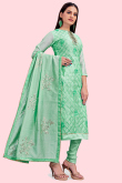 Seafoam Green Chanderi Silk Straight Cut Churidar Suit