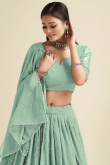 Seafoam Green Embroidered Georgette Lehenga Choli For Mehndi