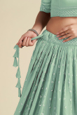 Seafoam Green Embroidered Georgette Lehenga Choli For Mehndi