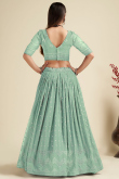 Seafoam Green Embroidered Georgette Lehenga Choli For Mehndi