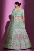 Seafoam Green Georgette Stone Embroidered Lehenga