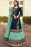 Seafoam Green Straight Cut Net Lehenga for Party 