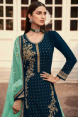 Seafoam Green Straight Cut Net Lehenga for Party 