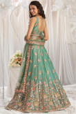 Seafoam Green Organza Embroidered Panelled Style Lehenga