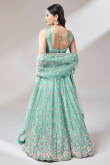 Seafoam Green Panelled Style Art Silk Lehenga