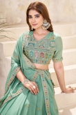 Seafoam Green Poly Georgette Embroidered Flared Style Lehenga 