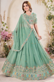 Seafoam Green Poly Georgette Embroidered Flared Style Lehenga 