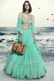 Seafoam Green Resham Thread Embroidered Lehenga 