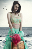 Seafoam Green Resham Thread Embroidered Lehenga 