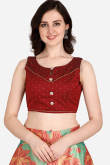 Seafoam Green Silk Digital print A-Line Style Lehenga