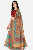 Seafoam Green Silk Digital print A-Line Style Lehenga