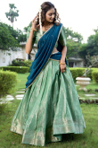 Seafoam Green Silk Woven Zari Flared Style Lehenga