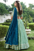 Seafoam Green Silk Woven Zari Flared Style Lehenga