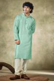 Seafoam Green Viscose Embroidered Straight Cut Men's Kurta Pajama 