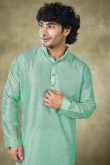Seafoam Green Viscose Embroidered Straight Cut Men's Kurta Pajama 