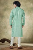 Seafoam Green Viscose Embroidered Straight Cut Men's Kurta Pajama 