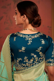 Seafoam Green Weaved Thread Art Silk Broad Border Saree