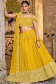Sequins And Zari Embroidered Georgette Mustard Yellow Lehenga