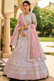Sequins Embroidered Art Silk Bluish Grey Lehenga