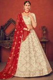 Sequins Embroidered Art Silk Light Beige Lehenga