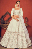 Sequins Embroidered Art Silk Ivory Lehenga
