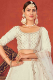 Sequins Embroidered Art Silk Ivory Lehenga