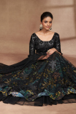 Sequins Embroidered Black Net Flared Lehenga