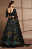 Sequins Embroidered Black Net Flared Lehenga