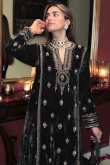 Sequins Embroidered Black Velvet Straight Cut Trouser Suit 