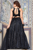 Sequins Embroidered Georgette A Line Black Lehenga