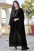 Sequins Embroidered Georgette Black A Line Anarkali Suit