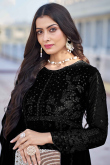 Sequins Embroidered Georgette Black A Line Anarkali Suit