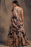 Sequins Embroidered Organza Black Plus Size Lehenga